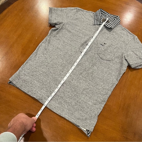 Diesel Men’s Short-Sleeve Gingham Collar Polo Heather Gray Medium Slim Cut Black - Picture 15 of 16
